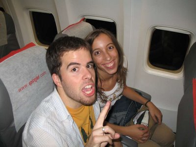 Albert and Lara on the SpiceJet plane from Chennai to Delhi at 2:30am.